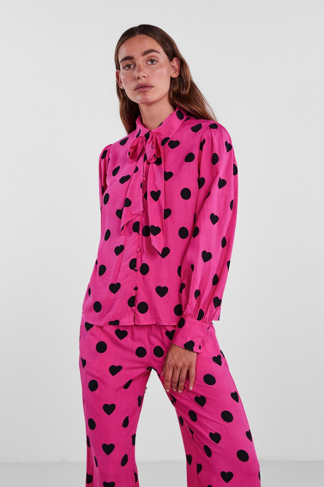 YAS - Yaspolkalove Ls Shirt S. Show - Fuchsia Purple POLKALOVE PRINT