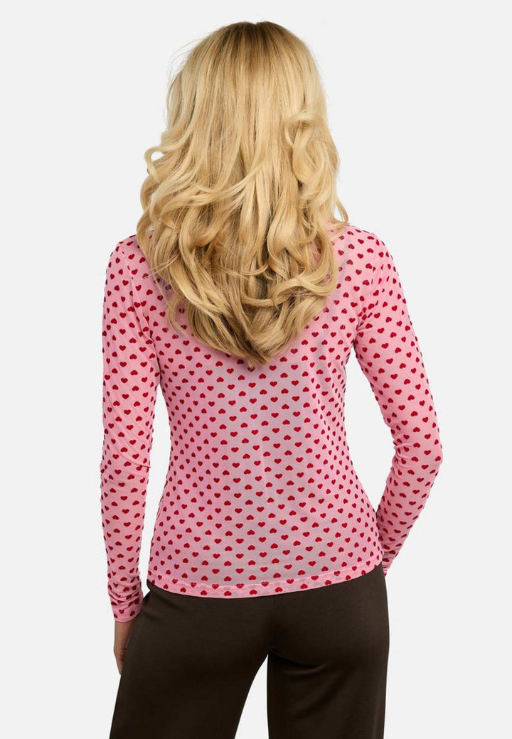 Liberte - Mesh Ls Tshirt, Flock 22081 - Pink Red Heart
