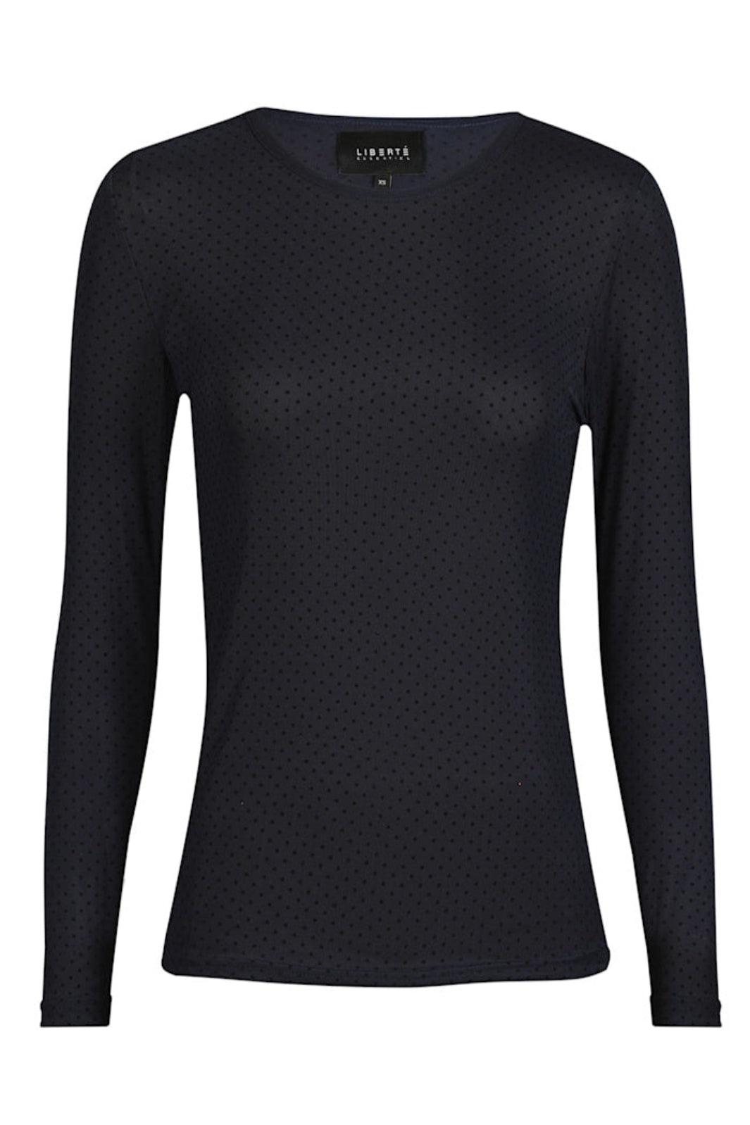 Liberte - Mesh Ls Tshirt 22065 - Navy Black Small Flock Dot