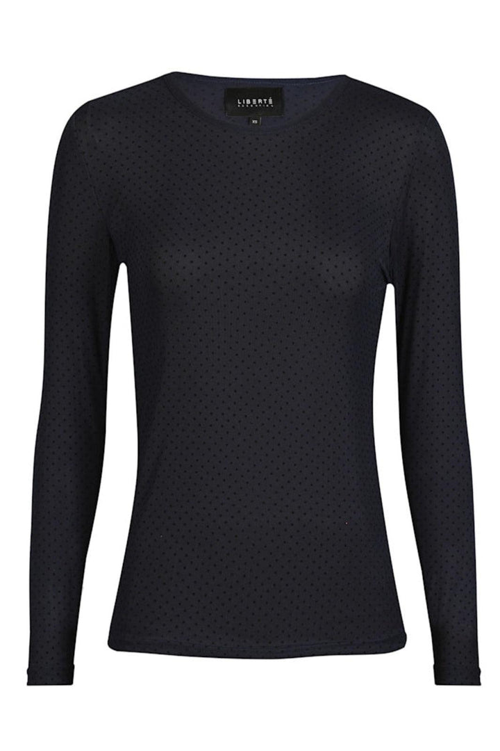 Liberte - Mesh Ls Tshirt 22065 - Navy Black Small Flock Dot