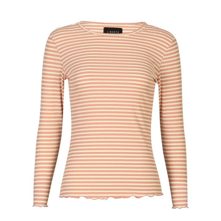 Liberte - Natalia Ls Round Neck Blouse 9914 - Rose Creme Gold Stripe